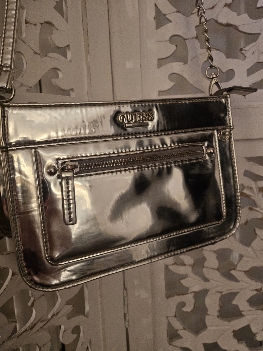 GUESS Silver Metallic Crossbody Bag